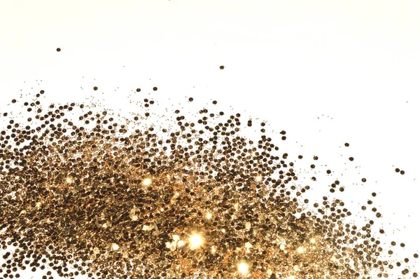 Altın Glitter Ile Dokulu Arka Plan Üzerinde Beyaz Dekoratif Payetler — Stok fotoğraf