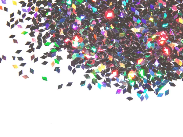 Beyaz, dekoratif payetler üzerinde siyah holografik glitter ile dokulu arka plan