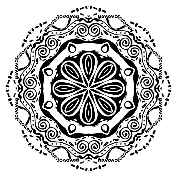 Черная Мандала Белом Фоне Векторный Орнамент Вашего Дизайна — стоковый вектор