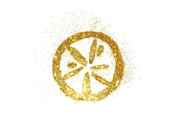 Fetta Arancia Altri Agrumi Golden Glitter Fondo Bianco — Foto Stock