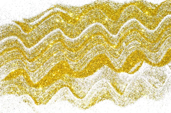 Abstract Wavy Laces Golden Glitter Sparkles White Background Decorative Sequins — Stock Photo, Image