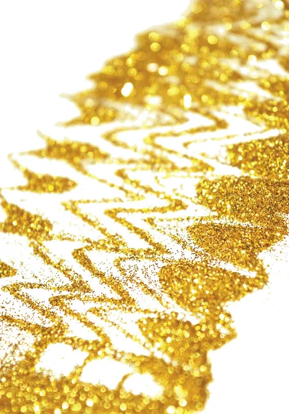 Abstrato Ondulado Laços Brilho Dourado Brilhos Sobre Fundo Branco Lantejoulas — Fotografia de Stock