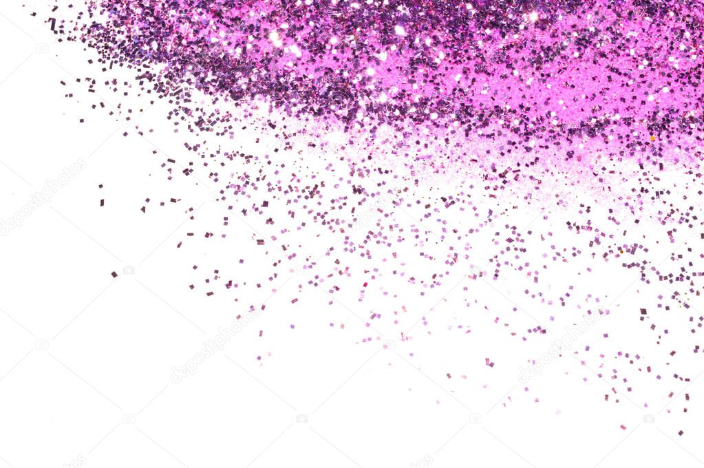 Textured background with purple glitter sparkle on white