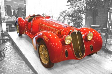 Moskova, Rusya - 6 Ocak 2018: Vadim Zadorozhny teknoloji Müzesi, eski model araba Alfa Romeo modeli 8c2900b