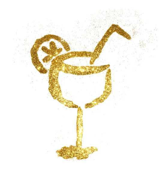 Cocktail Golden Glitter White Background — Stock Photo, Image