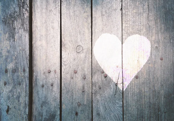 Kalp Tasarımınız Için Arka Planı Ile Ahşap Çit Boyalı — Stok fotoğraf