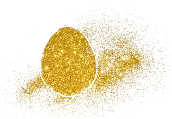 Velikonoční Vajíčko Zlaté Třpytky Bílém Pozadí Sváteční Dekorace — Stock fotografie
