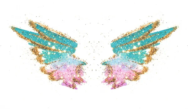 Золотий Блиск Абстрактних Рожевих Синіх Акварельних Крилах Старовинних Ностальгічних Кольорах — стокове фото