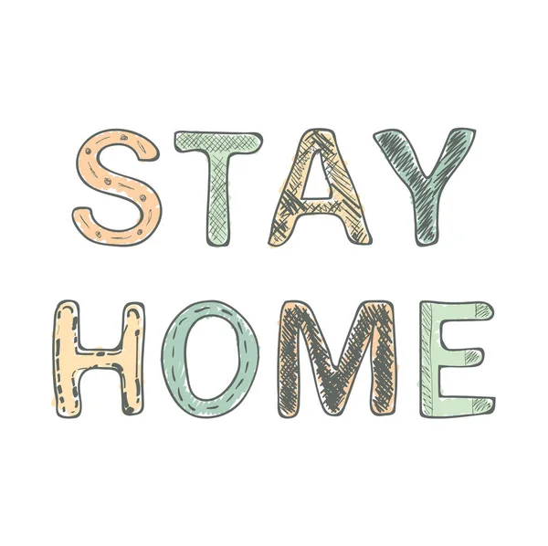 Stay Home Texto Vectorial Sobre Fondo Blanco Prevención Del Virus — Vector de stock