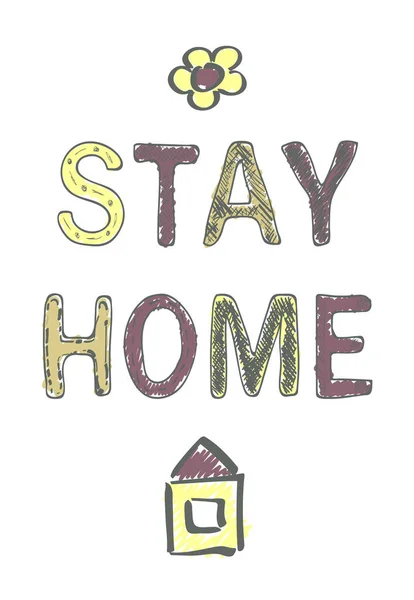 Stay Home Vector Text White Background Prevention Virus Stay Home — Stock Vector