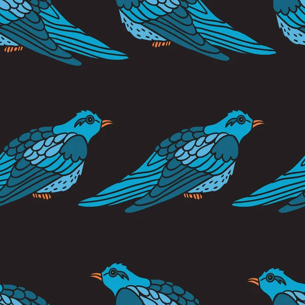 Niebieski ptak proste wektor wzór — Wektor stockowy