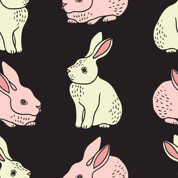 Little White Rabbit Vector Seamless Pattern — Stock Vector