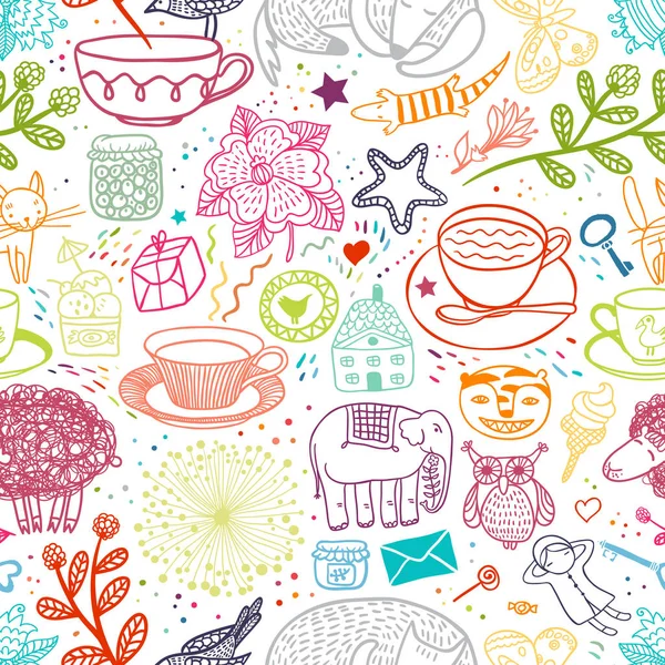 My Favorite Things Doodle Seamless Pattern — Stock Vector