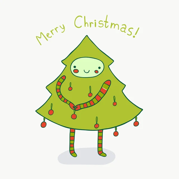 かわいいクリスマス ツリーの休日をドレスします。 — ストックベクタ