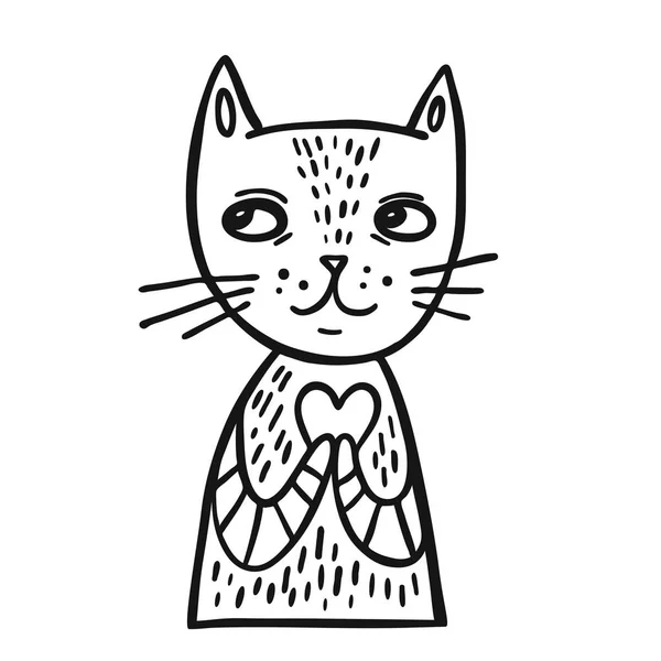 Niedliche Katze Umriss Illustration — Stockvektor