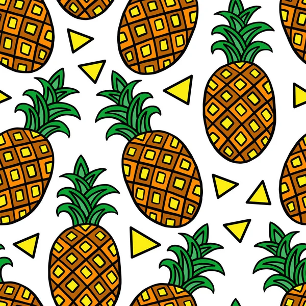 Pineapple Seamless Pattern — Stock Vector