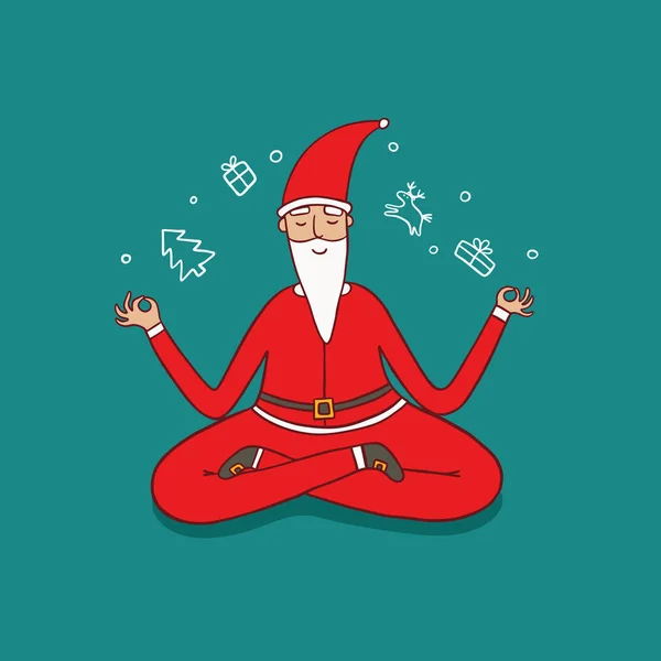 Santa Claus dělá jóga meditace — Stockový vektor