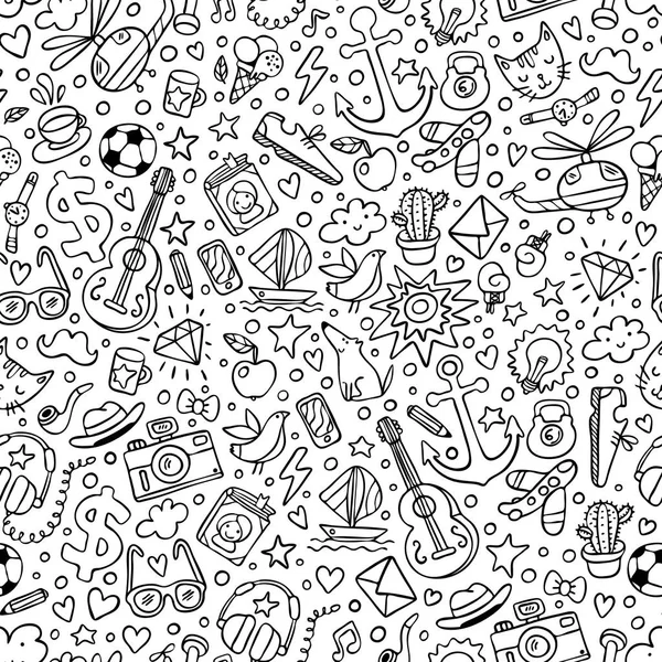 Hipster Doodle Seamless Pattern — Wektor stockowy