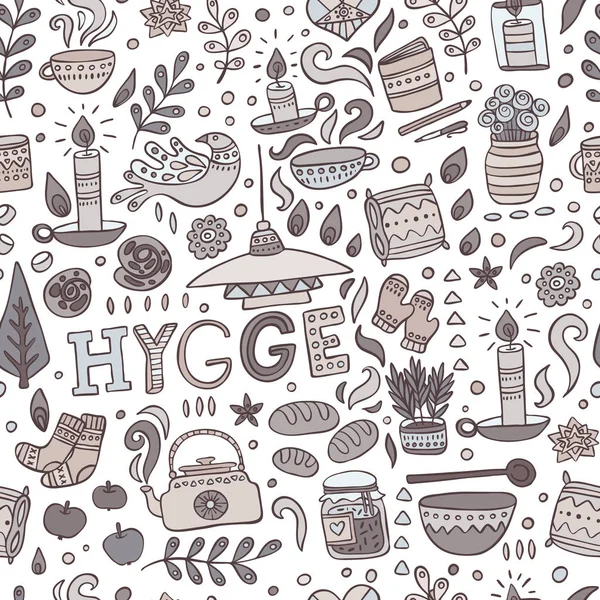 Time to Hygge Seamless Pattern — Stock Vector