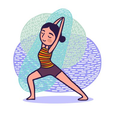 sevimli kız yoga poz