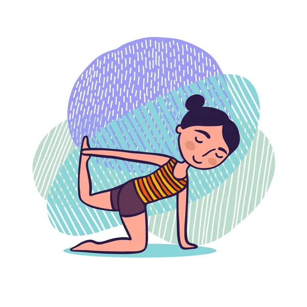 Linda chica en pose de yoga — Archivo Imágenes Vectoriales