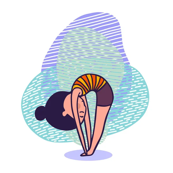 Linda chica en pose de yoga — Vector de stock