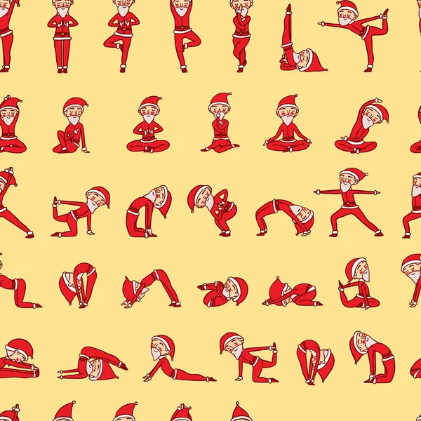 Weihnachtsmann in Yoga-Posen — Stockvektor