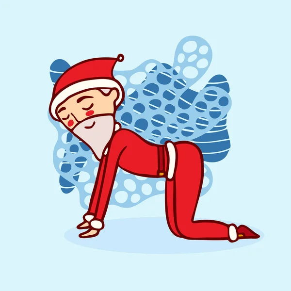 Santa Claus lindo en la postura del yoga — Vector de stock