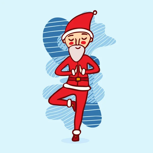 Roztomilý Santa Claus v jóga póze — Stockový vektor