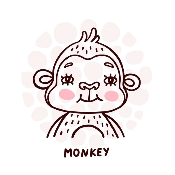 Cute Monkey Portrait — Stock Vector