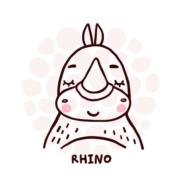 Lindo retrato de Rhino — Vector de stock