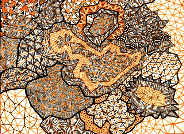 Abstracte Kunstachtergrond Met Oranje Structuur Hand Tekenen Artistieke Achtergrond — Stockfoto