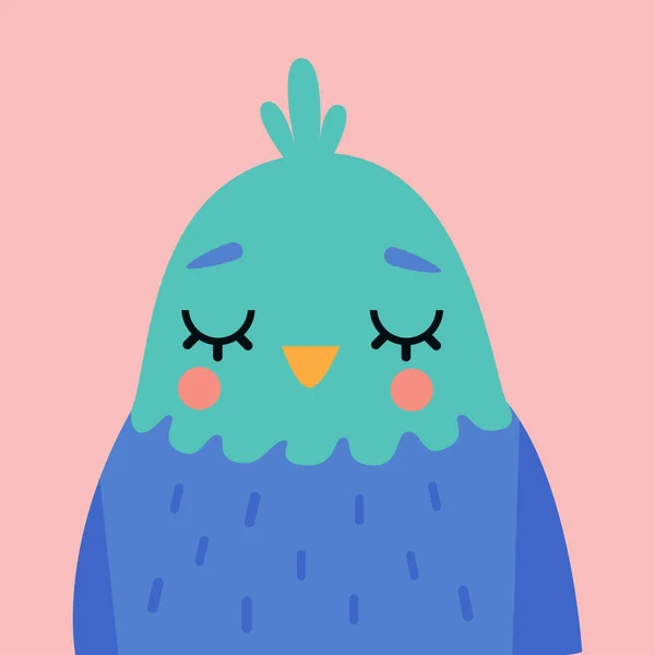 Cute Cartoon Bird Portrait Vector Illustration — Stock Vector