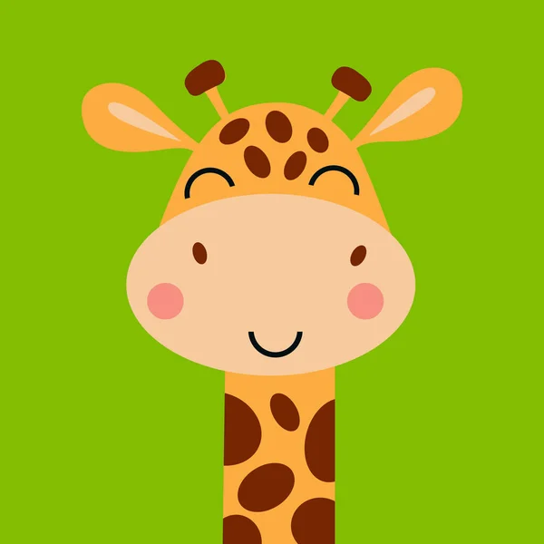 Söt Giraff Porträtt Vektor Illustration — Stock vektor