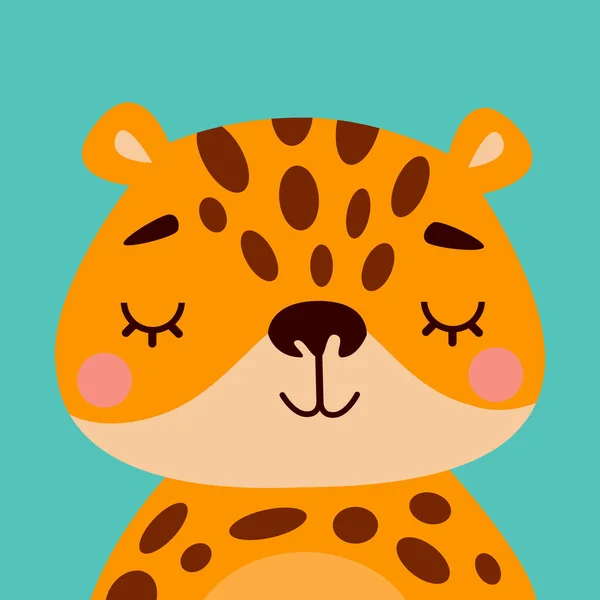 Cute Leopard Portrait Vector Illustration — Stock Vector