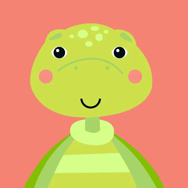 Cute Turtle Retrato Vector Ilustração — Vetor de Stock