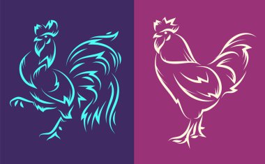 Illustraiton horoz ve dövme tarzı