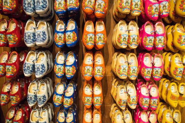 Zaanse Schans, Netherlands - December 13, 2016: The Decorations in the souvenir shop for tourists