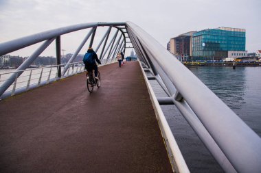 Amsterdam. Şehir manzarası. Kış sezonu