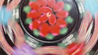 Bir daire dönen çiçekler ile boyalı