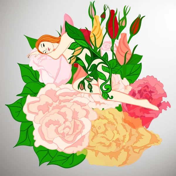 Фантазия девушка и цветок — стоковый вектор