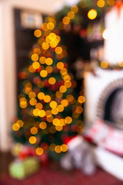 Bokeh of noel ışıkları. Noel ağacı bokeh