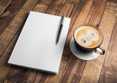 Book, pencil, coffee cup clipart