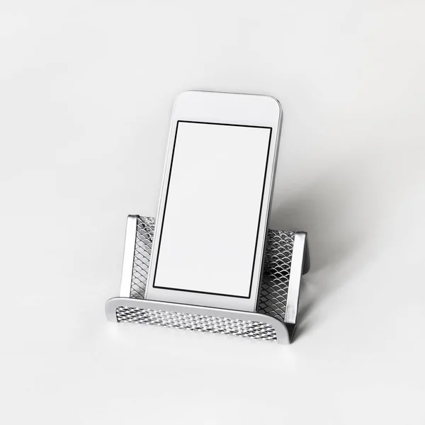Білий смартфон макет — стокове фото