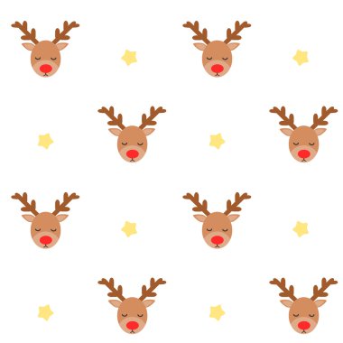 sevimli sevimli çizgi Ren geyiği Dikişsiz desen arka plan illüstrasyon vektör