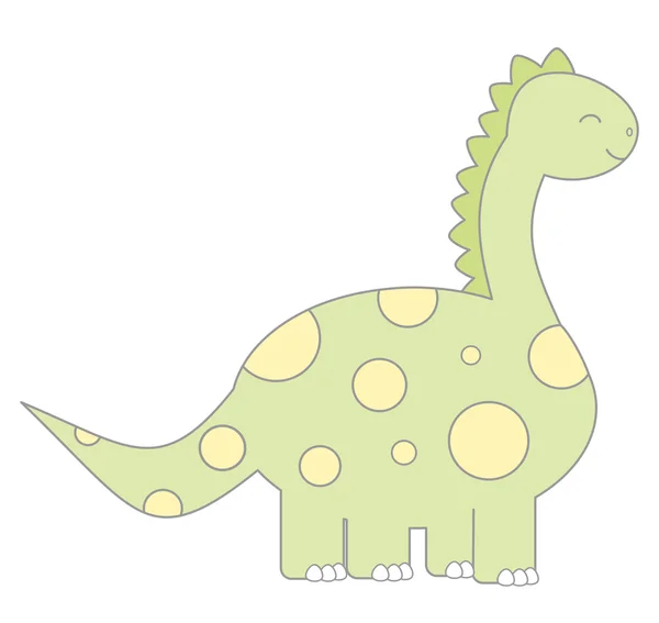 Lindo dibujo animado divertido dinosaurio vector ilustración aislado sobre fondo blanco — Vector de stock