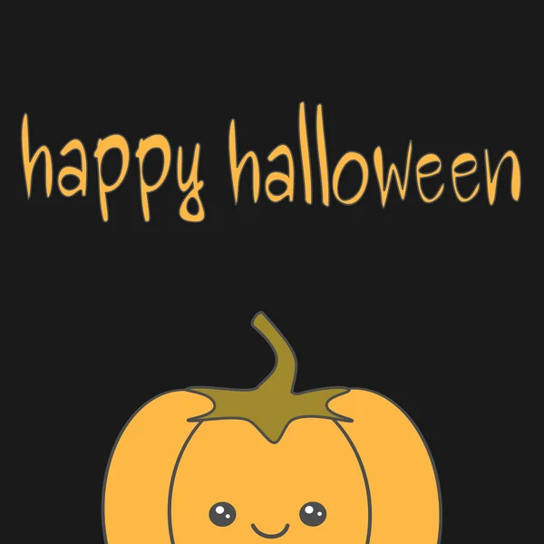 Carino cartone animato mano disegnato felice halloween lettering biglietto di auguri con zucca — Vettoriale Stock