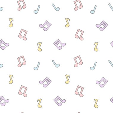 sevimli çizgi renkli güzel müzik sorunsuz vektör desen arka plan illüstrasyon notları