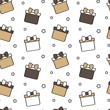 renkli karikatür hediye kutusu sorunsuz vektör desen arka plan illüstrasyon