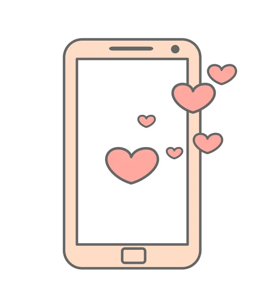 Kreskówka różowy telefon z ilustracji wektorowych serca — Wektor stockowy